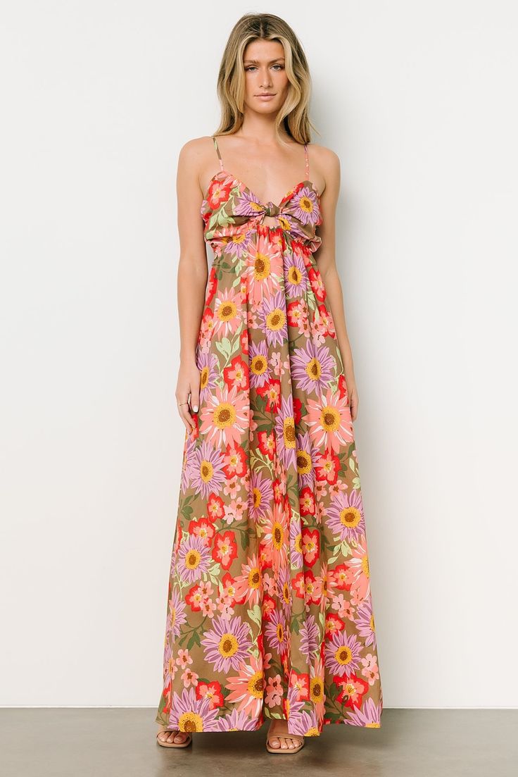 Rosalee Maxi Dress | Flower Multi Garden Wedding Dress Guest, Pink Flowy Dress, Pink Floral Maxi Dress, Purple Floral Dress, Baltic Born, Orange Outfit, Get Ready For Summer, Yellow And Purple, Pink Maxi