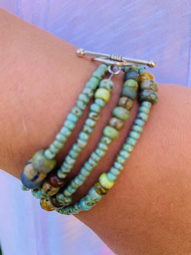 Boho artistic turquoise wrap bracelet or long necklace with | Etsy Turquoise Wrap Bracelet, Bracelet Minimalist, Multi Strand Bracelet, Beaded Wraps, Strand Bracelet, Bracelet Stack, Multi Strand, Minimalist Jewelry, Long Necklace