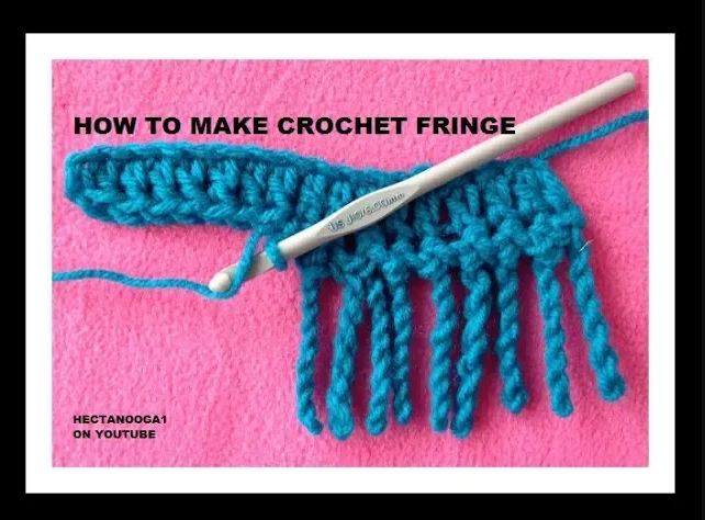 the crochet fringe is being worked on