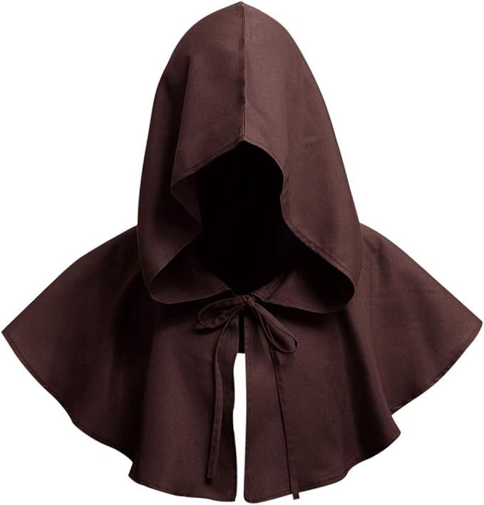 a hooded cloak with a hood on it's head and tie around the neck