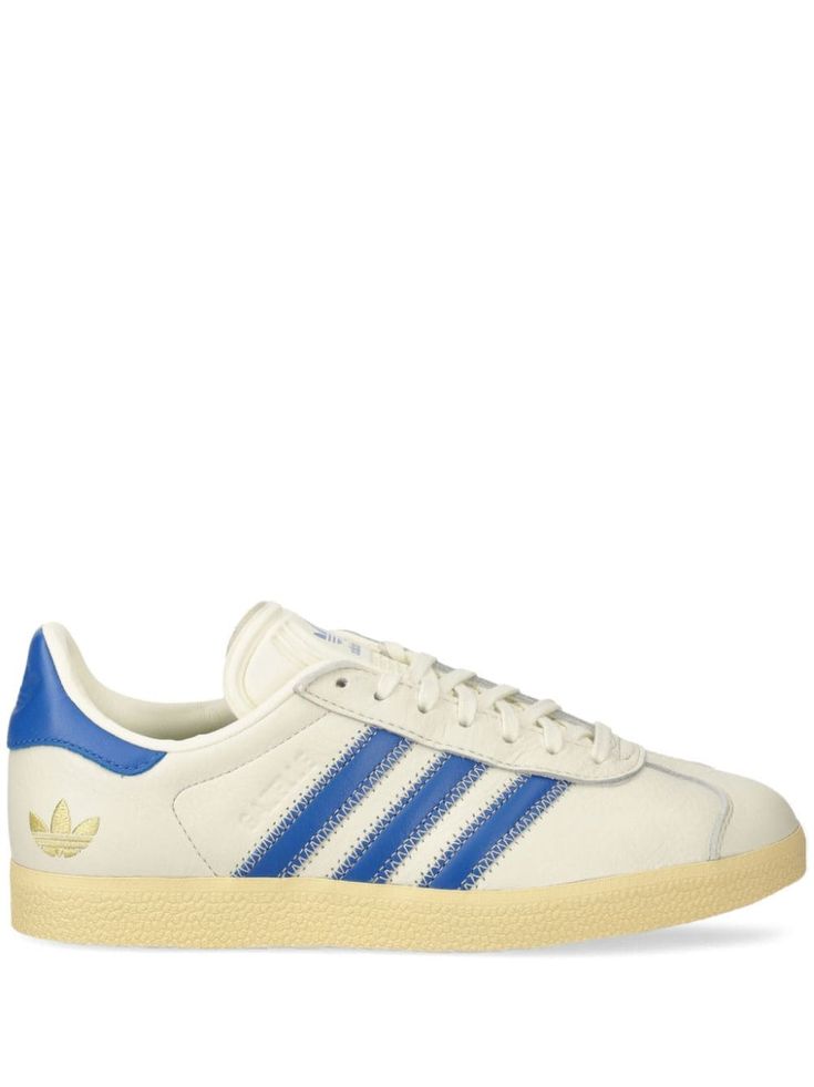 light beige/royal blue leather front lace-up fastening signature 3-Stripes logo logo print to the side and tongue contrasting branded heel counter round toe branded insole flat rubber sole Adidas Gazelle Women, Adidas Gazelle Sneaker, Sneakers Blue, Adidas Gazelle, Light Beige, Blue Leather, Sneakers Black, Logo Print, Womens Shoes Sneakers