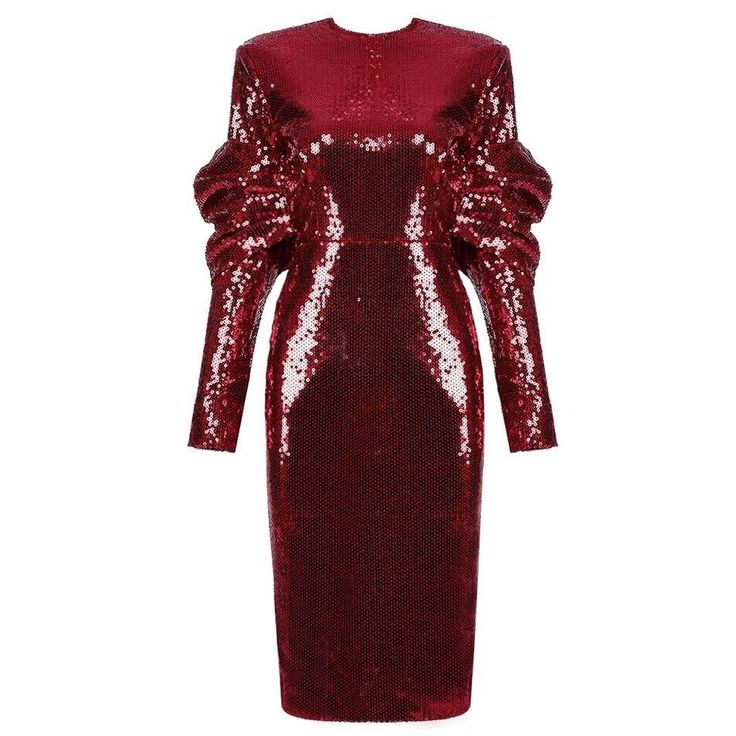 Sequins encrusted dress. Puff sleeves are highlighted by shoulder paddings. The plunging V-neck ends with a draping that defines body and skirt. Small jewel buttons on cuffs. Concealed zipper fastening at centre back. Inner lining.[custom tab]FABRIC #1: 95% POLYESTER 5% ELASTANE | LINING #1: 95% POLYESTER 5% ELASTANE | INSERT #1: 100% ACRYLONITRILE BUTADIENE STYRENE (ABS)[/custom tab] Party Mini Dress With Fitted Bodice And Lantern Sleeves, Party Mini Dress With Lantern Sleeves And Fitted Bodice, Puff Sleeve Dress With Pleated Sleeves For Party, Glamorous Evening Bodycon Sheath Dress, Fitted Lantern Sleeve Evening Dress, Elegant Lantern Sleeve Evening Dress, Fall Party Evening Dress With Fitted Bodice, Fitted Lantern Sleeve Dress For Night Out, Evening Puff Sleeve Dress With Structured Shoulders