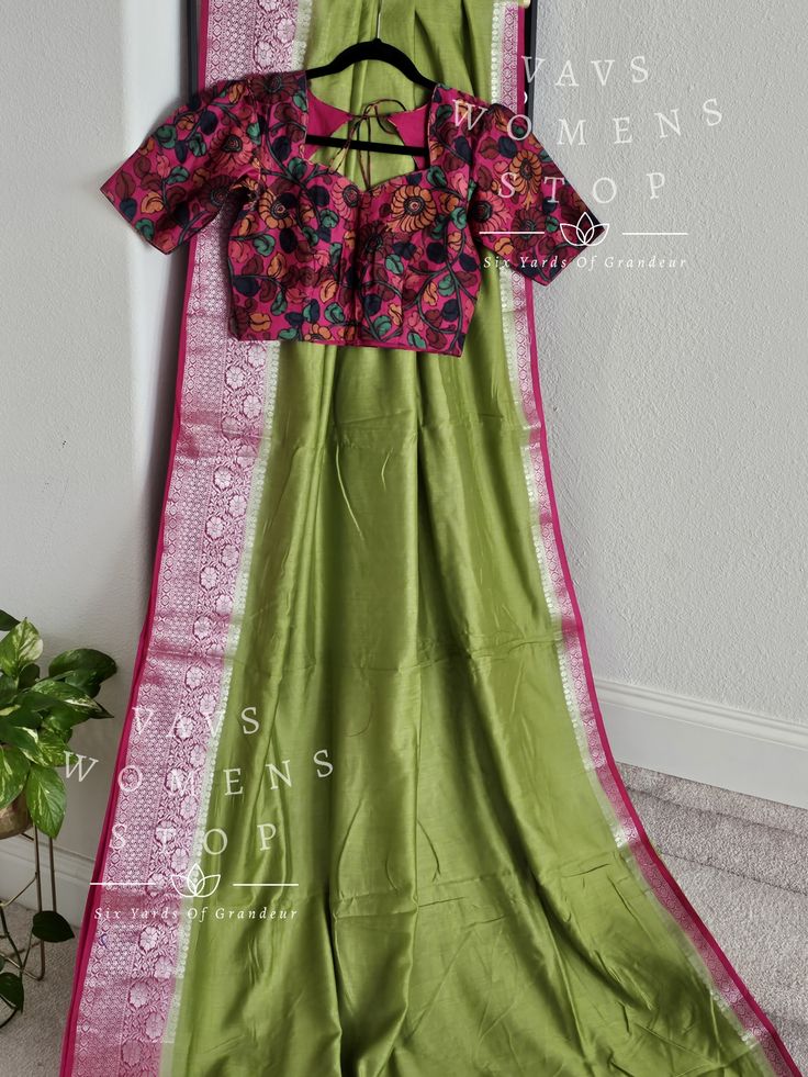 Blouse stitched - Yes Blouse Opening - Back Sleeves Length - Elbow Padded - No Blouse size - 34 with inner margins expandable upto 40 For Blouse Size 32 alteration can be done on request. Fall/Pico - Yes Done Designer Pista Green Cotton Silk Blouse Piece, Designer Pista Green Chanderi Blouse, Transitional Pista Green Chanderi Blouse Piece, Unstitched Pista Green Blouse Piece, Green Zari Weaving Blouse In Art Silk, Tussar Silk Green Blouse, Green Art Silk Blouse With Zari Weaving, Green Blouse With Resham Embroidery For Puja, Green Zari Weaving Art Silk Blouse