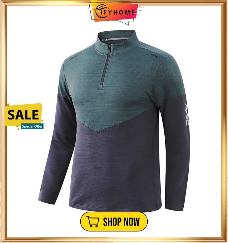 Men's Workout Shirt Running Shirt Half Zip Long Sleeve Top Athletic Athleisure Winter Breathable Soft Sweat Wicking Running Jogging Training Sportswear Activewear Color Block Blue Black Green Gray Winter Sportswear Tops For Outdoor, Green Half-zip Activewear For Sports, Casual Half-zip Sports Tops, Winter Sports Tops With Long Sleeves, Green Long Sleeve Sweatshirt For Gym, Green Long Sleeve Sweatshirt For The Gym, Casual Tops For Outdoor Sports, Casual Tops For Outdoor Sports Season, Winter Sports Half-zip Top