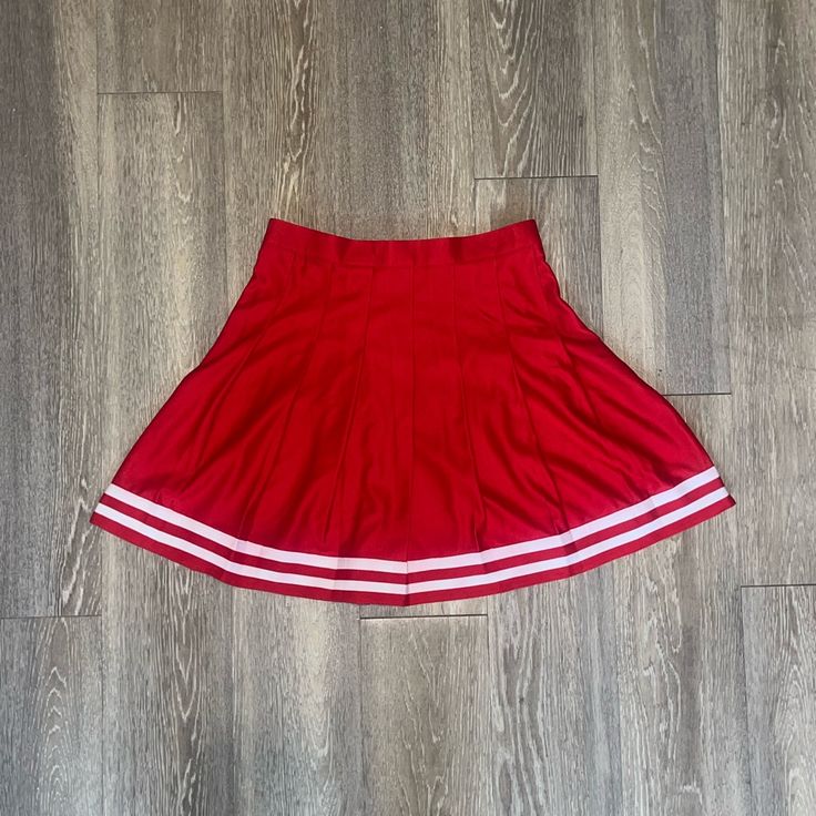 Iu Cheer Skirt Never Worn In Perfect Condition Red Bottoms For Cheerleading In Summer, Retro Red Pleated Skirt, Red Full Mini Skirt For Summer, Retro Red Skort, Casual Red Flared Skirt, Red Retro Mini Skirt Skort, Retro Red Skort For Summer, Red Retro Mini Skort, Red Stretch Skort With Lining