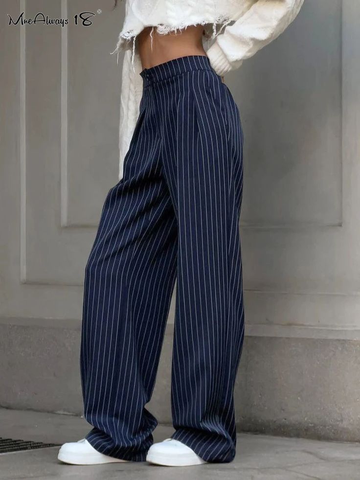 Drape Pants, Striped Wide Leg Pants, Business Casual Outfits For Women, Wide Leg Dress Pants, Casual Wide Leg Pants, Jeans Cargo, Womens Business Casual, Maxi Robes, Pantalon Large