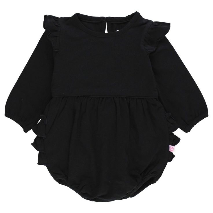 This adorable romper is composed of soft knit cotton for a comfortable fit and includes three tiers of signature rear ruffles on the back. This romper is so versitile and can be worn during fall festivities or to complete this years halloween costume. This romper will be her new go-to this season! Alternative Baby Clothes, Gothic Baby, Goth Baby, Knit Romper, Cozy Dress, Pajama Romper, Footless Tights, Black Baby, Knitted Romper