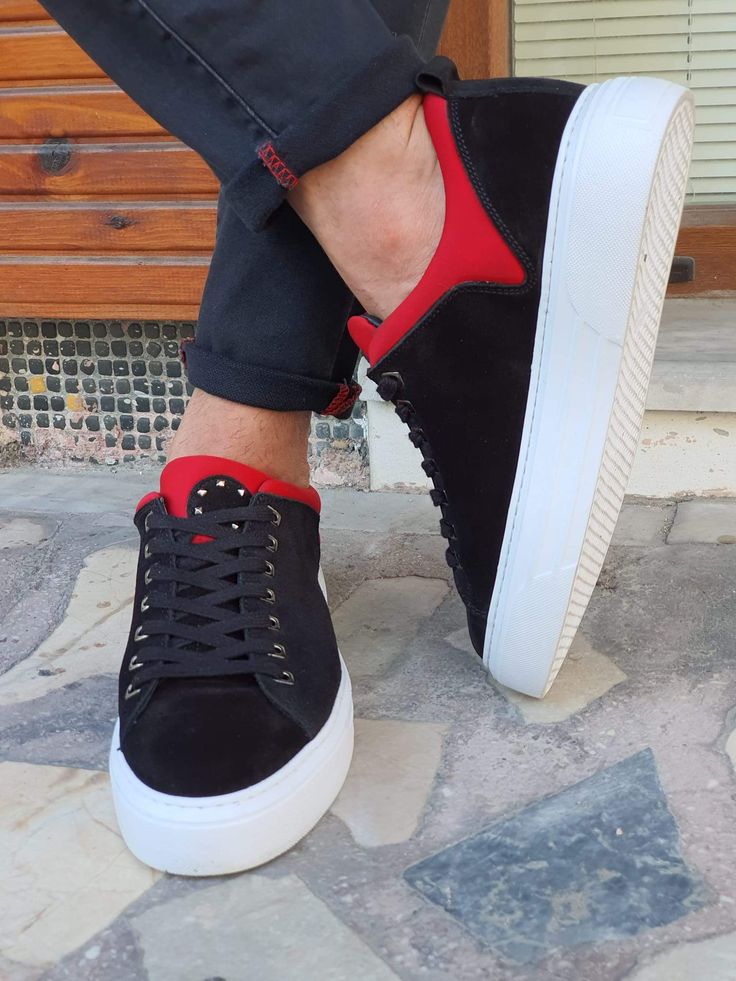 🔥 NEW COLLECTİON Collection : SPRİNG / SUMMER 20-21Production : Special and limited edition available ! Products : Sardinelli Eva sole laced with suede leather shoes black&red Shoes color : BLACK&RED Shoes material : %100 Suede Leather inner lining : calfskın liningShoes sole : Rubber Shoes sole height : 3 CM Package included : Box , shoehorn , shoeshine , babet socks Available size : 39-40-41-42-43-44 Black Vulcanized Sole Sneakers For Summer, Summer Black Sneakers With Vulcanized Sole, Red Lace-up Sneakers With Leather Sole, Black Sneakers With Contrast Sole For Summer, Luxury Lace-up Sneakers With Red Sole, Black Sneakers With Textured Sole For Summer, Black Suede Sneakers With Red Sole, Modern Custom Sneakers With Red Sole, Summer Sneakers With Red Sole And Round Toe