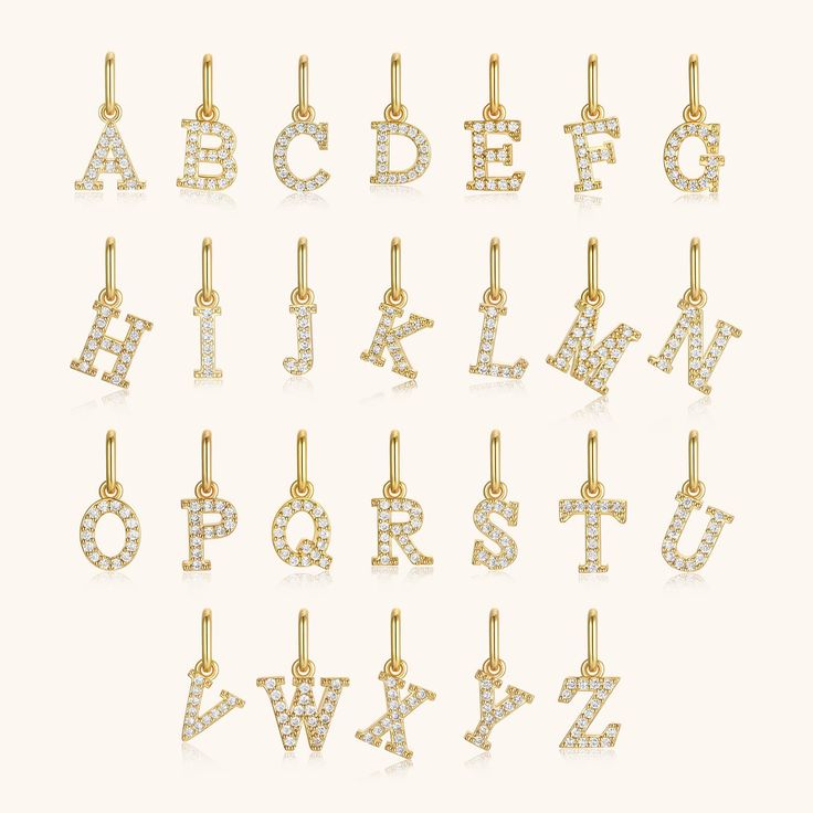 Add one of these lovely diamond letter charms to any piece of gold jewelry. This charm is different from regular gold plating because it has a thick layer of 18k Gold on Stainless Steel making it more durable, hypoallergenic, and waterproof. It offers the appearance and quality of gold jewelry at a more affordable cost. • Dipped in 18k Gold • Hypoallergenic & Waterproof Alphabet Charm, Letter Charm, Monogram Jewelry, Initial Bracelet, Delicate Chain, Letter Charms, Personalized Initials, Initial Pendant, Pearl Bracelet