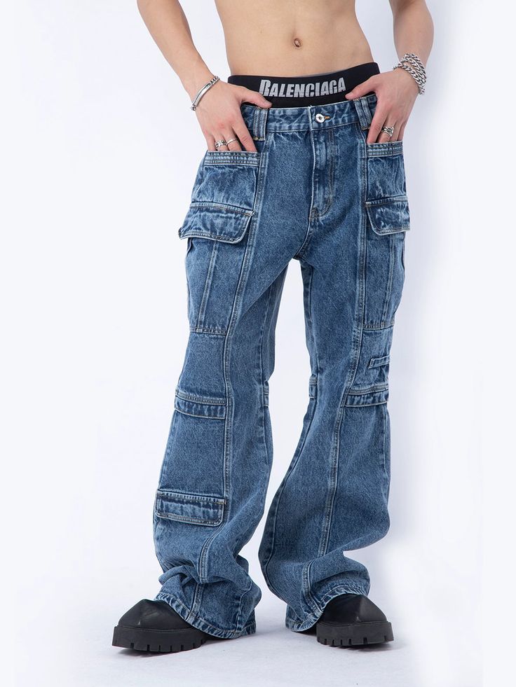 WN7279
■size(cm)




Length
 

Waist
 

Hip
 




S


107


35


56




M


109


37


58




L


110


39


60




XL


112


41


62




■model
178cm 68kg XL Blue Relaxed Fit Jeans With Pockets, Washed Blue Denim Jeans With Side Pockets, Urban Blue Jeans With Pockets, Baggy Blue Rigid Denim Cargo Jeans, Blue Cargo Jeans With Pockets, Spring Denim Jeans With Multiple Pockets, Blue Cotton Jeans With Multiple Pockets, Blue Denim Jeans With Pockets, Blue Cargo Jeans For Streetwear