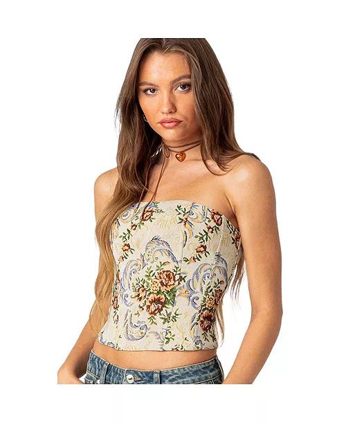 Edikted - Lace Up Corset, White Sleeveless Top, Floral Tapestry, Sleeveless Tops, Cute Fits, Cool Outfits, Tapestry, Lace Up, Fashion Accessories