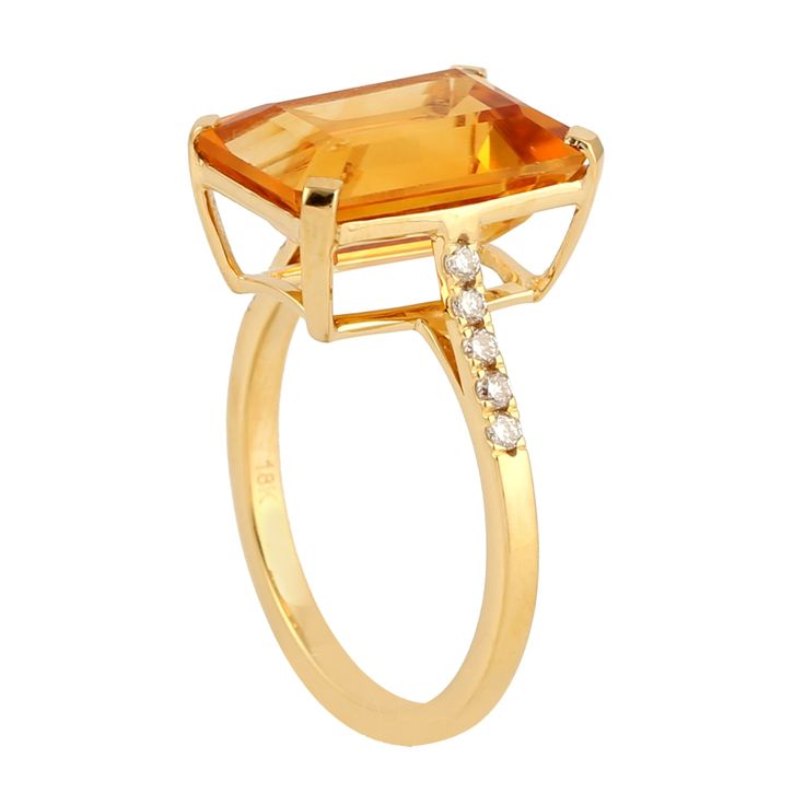 Modern style diamond & gemstone jewelry. This Ring is made of gold and diamond Gemstone material and is capable of reflecting some light to produce a natural glow. A unique feature found only in premium jewelry. This Ring is handmade in 18k Yellow Gold : 3. 176 grams , and Diamond : 0. 18 cts , Citrine  : 6. 81 cts  (ING-10630)  This jewelry is made by hand featuring detailed workmanship. Be careful to avoid dropping or banging as physical impacts can result in damage to the pieces including stones falling off. To care for your jewelry, take caution to keep away from harsh chemicals, Perfume, and Water. You may wipe with a clean polishing cloth to maintain a beautiful shine. Keep in mind that extensive exposure to saltwater, sunlight or harsh chemicals can permanently damage your handmade Yellow Gold Cubic Zirconia Gemstones For Formal Occasions, Formal Yellow Gold Cubic Zirconia Gemstones, Exquisite Yellow Gold Diamond Ring With Gemstone, Luxury Yellow Sapphire Rings With Diamond Accents, Luxury Diamond White Topaz Ring With Gemstone, Luxury Yellow Gold Topaz Ring With Diamond, Luxury Diamond Gemstones For Wedding, Luxury Citrine Gemstones With Accents, Fine Jewelry Diamond Gemstone With Center Stone