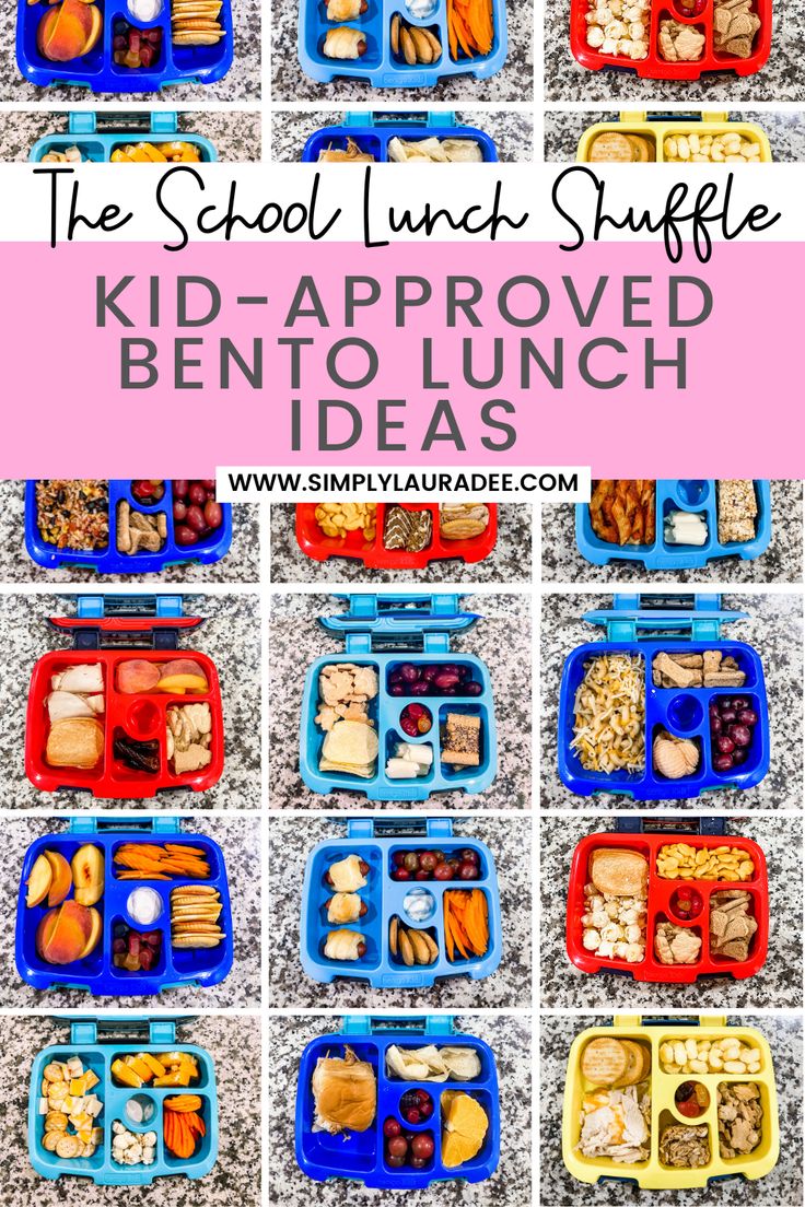 lunch boxes filled with different types of food and the words school lunch style kid - approved bento lunch ideas