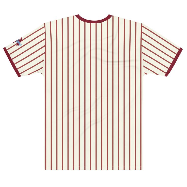 The Story The Deets The Care If Larry Bowa, Richie Ashburn, Mike Schmidt, and a textile factory all had a baby together, then it might turn out looking something like this. A staff favorite, this old school vintage maroon pinstripe jersey tee is a nod to all the Philadelphia baseball legends that we watched growing up or heard about from our fathers and grandfathers. Root for the Fightins in style as you rock this super unique retro classic tee that's perfect for summer nights at the Bank or for Striped Cotton Baseball Jersey For College, Casual Striped Tops For Baseball Season, Game Day Jersey Top With Three Stripes, Collegiate Striped Tops For Game Day, Striped Collegiate Tops For Game Day, Varsity Tops With Three Stripes For Baseball Season, Team-colored Tops With Three Stripes For Baseball Season, Collegiate Striped Tops With Team Name, Red Three-stripes Tops For College