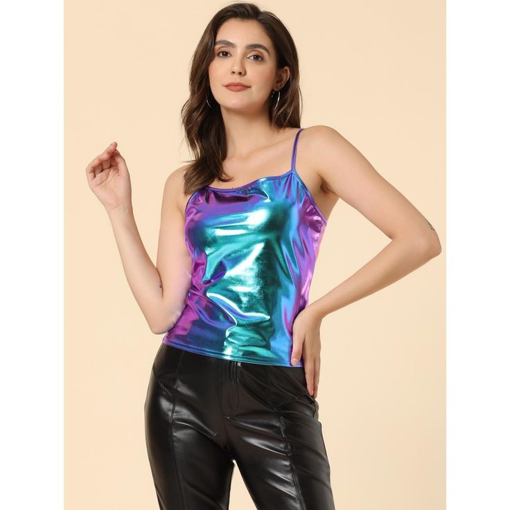 This hot top adds a touch of fashion to your wardrobe. The perfect eye-catching sleeveless top with metallic shining, allows you to shine on the night of the party. The shiny metallic cami top which can be added to your party collection is suitable for clubs, cocktails, nights out, and gatherings! Pair it with any tight trousers or short skirts for a chic and hot look. Stretch Tank Top For Party, Shiny Sleeveless Top For Night Out, Shiny Sleeveless Tank Top For Party, Sleeveless Shiny Top For Night Out, Metallic Shimmer Tank Top For Night Out, Glamorous Shiny Tank Top For Party, Metallic Shimmer Sleeveless Tank Top, Metallic Stretch Tank Top For Party, Glamorous Club Tank Top For Party Season