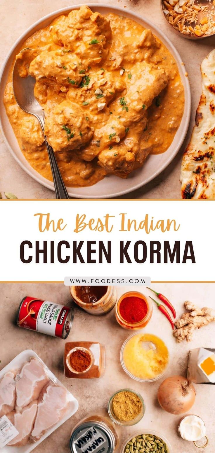 If you're looking for the ultimate chicken curry, this authentic Indian Chicken Korma recipe is the one to try! It features succulent boneless chicken simmered in a nutty and creamy korma sauce infused with a blend of spices, making it a dish your family will crave time and time again. Pair it with some butter naan for a truly unforgettable meal. It is so easy to prepare and is an ideal choice for a special dinner party or gathering. Head to my blog now for the full recipe and video tutorial! Chicken Korma Recipe Indian Foods, Indian Chicken Korma, Best Curry Recipe, Vegetarian Korma, Korma Sauce, Butter Naan, Chicken Korma Recipe, Korma Recipe, Best Curry