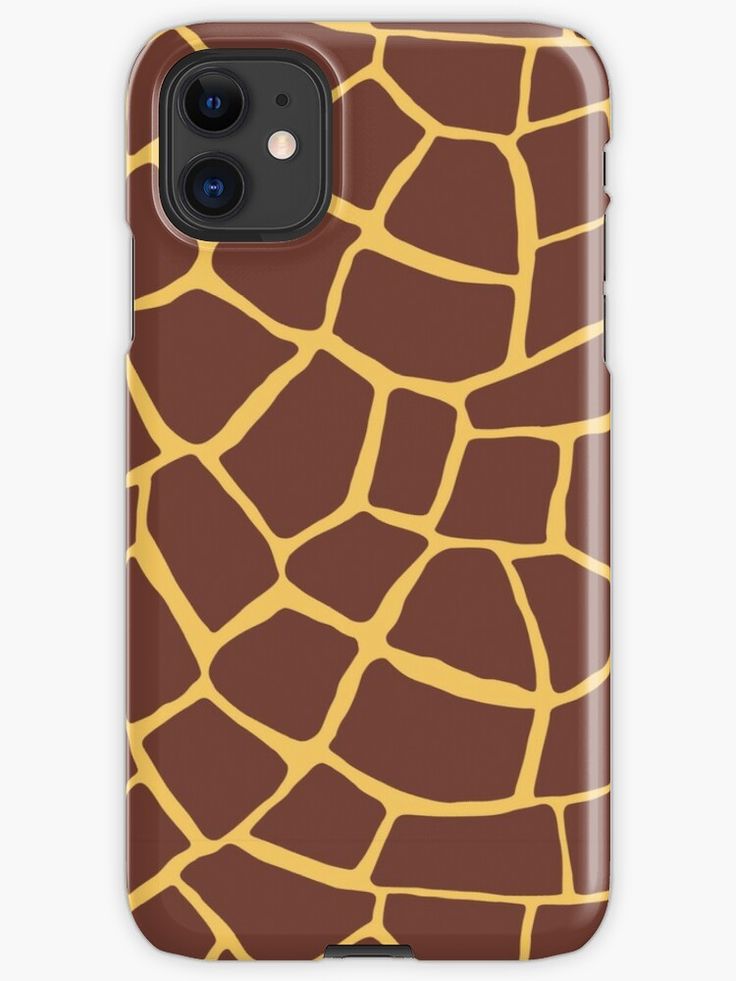 a brown and yellow giraffe print phone case with the pattern on it's back