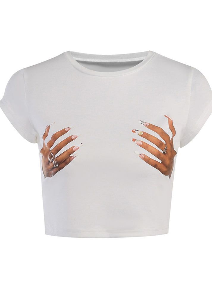 Sitara Hands Print T-Shirt Crop Top Blanc, Ruffle Skirts, Summer Grunge, Summer Formal Dresses, Baby Tees Y2k, Fashion Shirts, Y2k Baby Tee, Vintage Punk, Popular Dresses