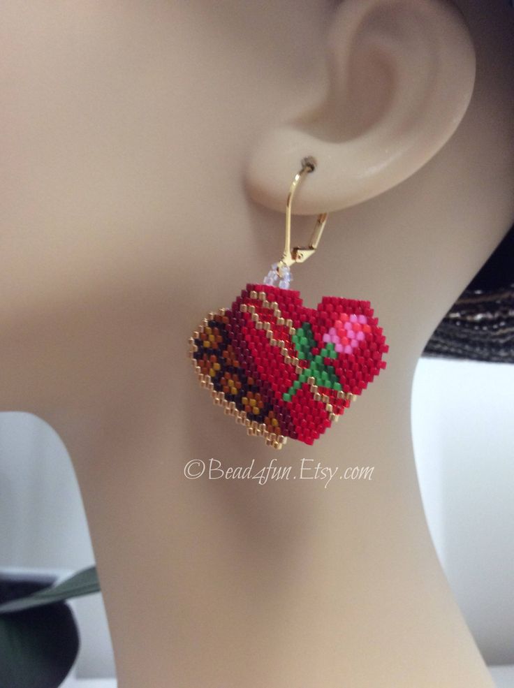 Seed Bead Earrings, Valentine’s Day Earrings “Chocolate Hearts” Delica Beaded by Bead4Fun on Etsy Valentines Day Beaded Earrings, Seed Bead Heart Earrings, Valentine's Day Jewelry With Dangling Beads As Gift, Valentine's Day Dangling Beads Jewelry Gift, Valentine's Day Jewelry Gift With Dangling Beads, Valentine's Day Gift Jewelry With Dangling Beads, Handmade Heart Earrings For Valentine's Day Gift, Heart Shaped Tiny Beads Jewelry Gift, Heart Shaped Beaded Jewelry Gift