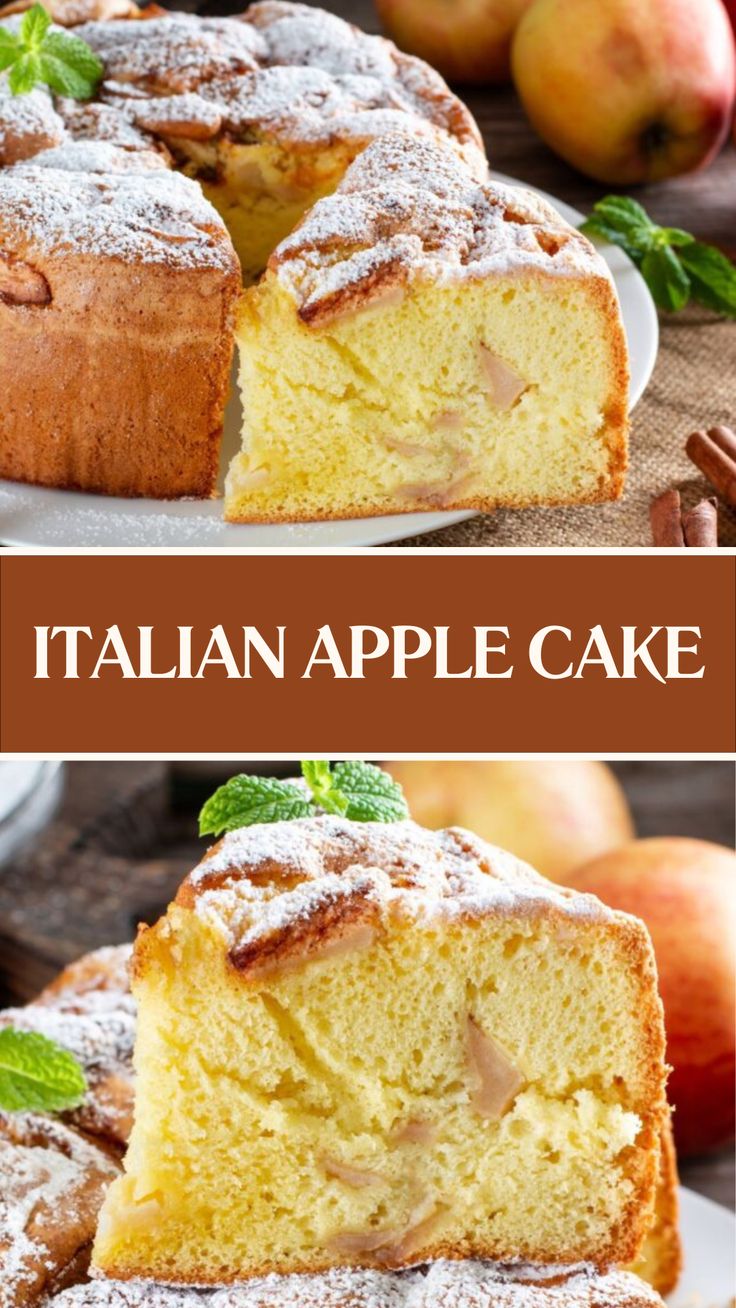 Italian Apple Cake Apple Olive Oil Cake Recipe, Apple And Orange Cake, Apple Lemon Cake, Greek Apple Dessert, Christmas Apple Cake, Olive Oil Apple Cake, Light Apple Desserts, International Cake Recipes, Apple Cream Cake