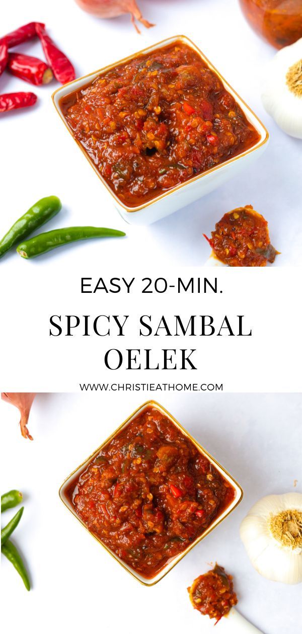 an easy recipe for spicy sambali oleelek with garlic and peppers on the side