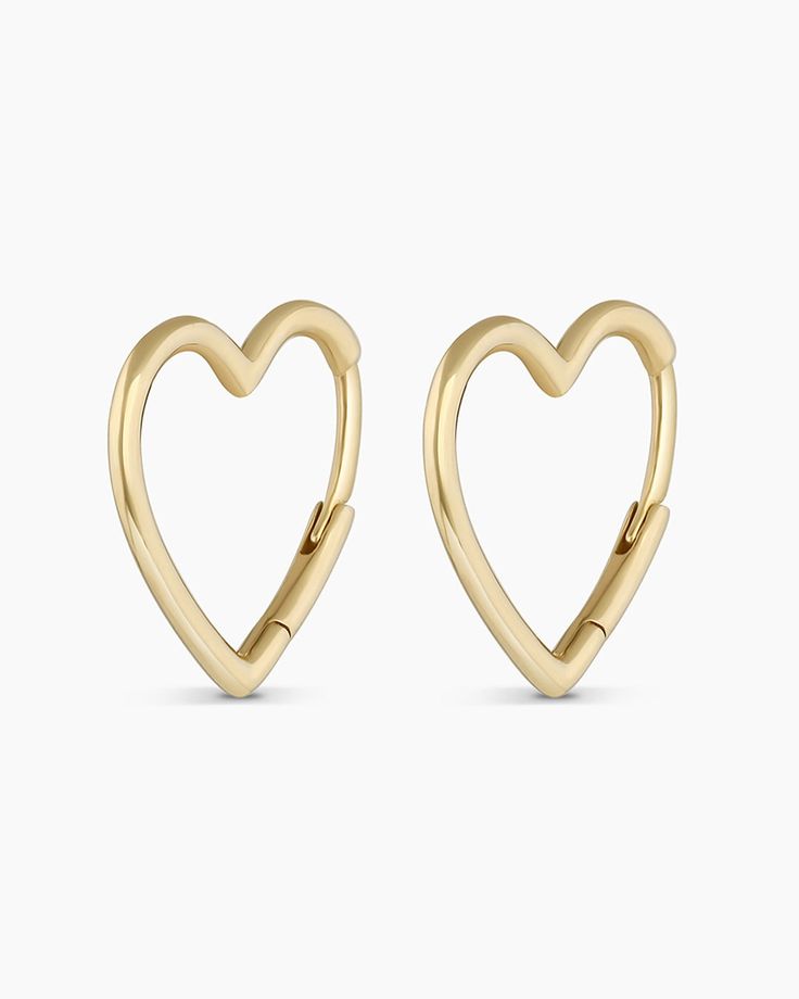 14k Gold Open Heart Huggies – gorjana Nickel-free 14k Gold Hoop Jewelry, Fine Jewelry In Hypoallergenic Recycled Gold, Fine Hypoallergenic Jewelry In Recycled Gold, Sterling Silver Heart Earrings Tarnish Resistant For Everyday, Fine Jewelry In Recycled Gold, Hypoallergenic, Elegant Sterling Silver Stackable Huggie Earrings, Elegant Stackable Sterling Silver Huggie Earrings, Stackable Hoop Jewelry As A Gift, Stackable Hoop Jewelry For Gifts