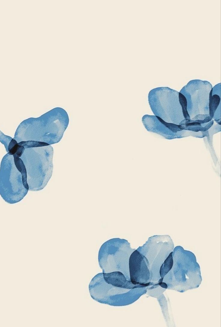 blue flowers on a white background with watercolor effect