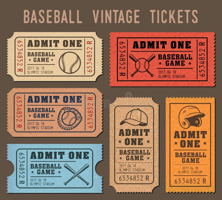 vintage baseball ticket templates with different designs