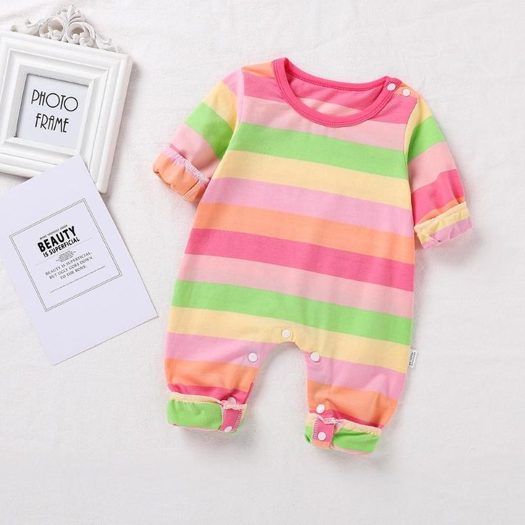 Baby Girls Rainbow Long Sleeve Romper Children Clothing Wholesale Usa - PrettyKid Wholesale Usa, Clothing Wholesale, Girl Rainbow, Children Clothing, Sleeved Romper, Long Sleeve Romper, Affordable Clothes, Usa Today, Wholesale Clothing