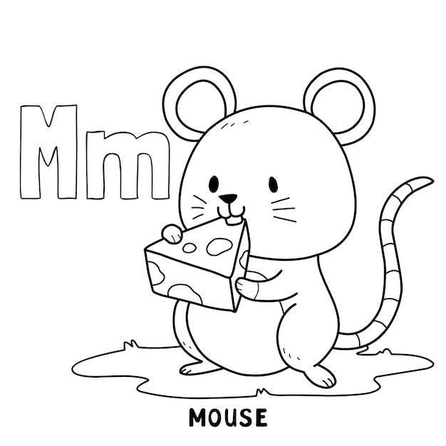 a mouse holding a piece of cheese with the word mmm in front of it