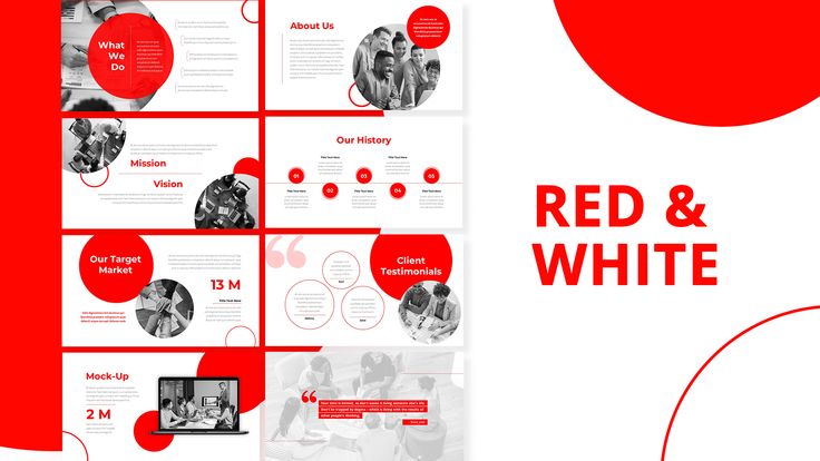 the red and white presentation is ready to be used