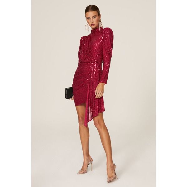 Pink sequins (95% Polyester, 5% Spandex). Sheath. Mock neck. Three-quarter sleeves. Back zipper closure. 33.5" from shoulder to hemline. Imported. Rent The Runway, Closet Designs, Pink Sequin, Three Quarter Sleeves, Quarter Sleeve, Sequin Dress, Three Quarter, Trending Accessories, Trending Shoes