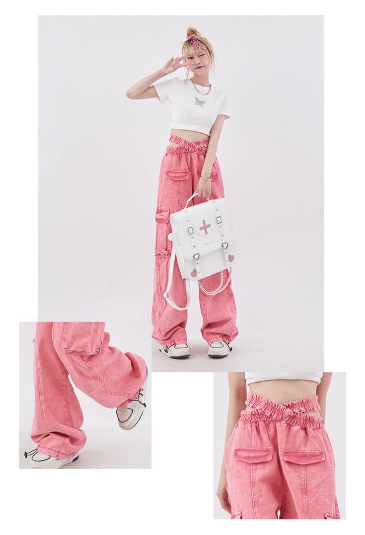 Age: 18-24 years oldSize: S M L XLStyle: CommutingCommuting: Korean versionWomen's trouser waist height: High waistColor classification: blue pinkYear Season: Spring 2023Thickness: RegularTrouser length: Long pantsWomen's pants: Straight-leg pantsMaterial composition: 100% of cotton Pink Straight Leg Cargo Pants With Pockets, Baggy Pink Pants With Cargo Pockets, Pink Cargo Bottoms For Streetwear, Pink Streetwear Bottoms With Cargo Pockets, Pink Casual Parachute Pants With Multiple Pockets, Pink Wide Leg Pants With Multiple Pockets, Pink Cotton Cargo Pants For Streetwear, Pink Straight Leg Cargo Pants, Baggy Pink Cargo Pants With Cargo Pockets