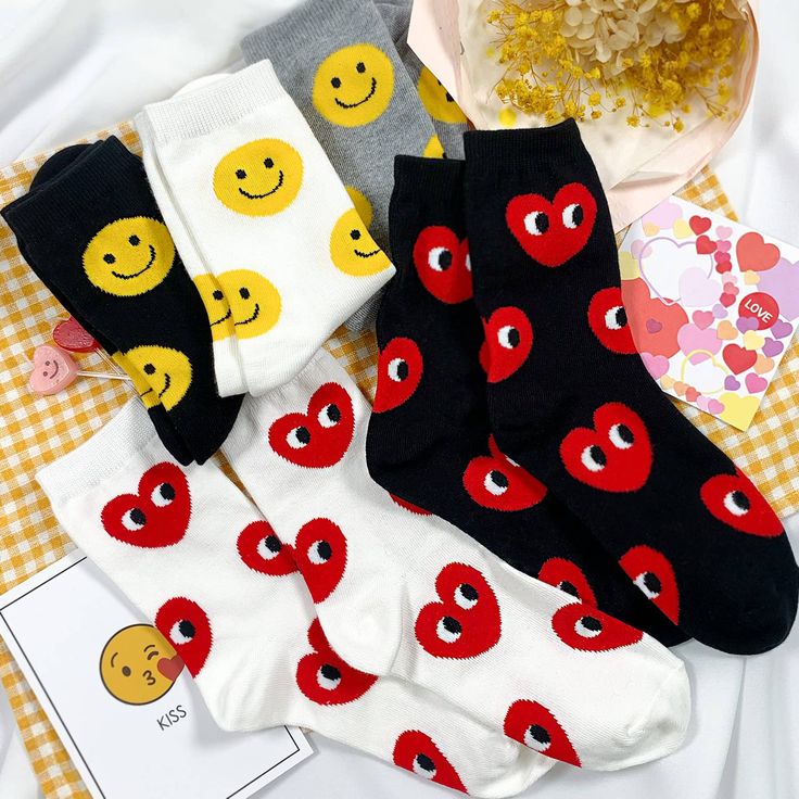 Step into the world of comfort and style with our "Love Gaze" Red Heart & Eye Socks, a premium offering from the renowned 7day Socks brand. Expertly crafted in Korea, these socks blend whimsy and sophistication, perfect for celebrating Valentine's Day or adding a unique touch to your everyday wardrobe.Size & Fit:Available in US/CA sizes 5 - 10 (220 - 260mm), these socks offer a versatile fit, catering to a wide range of foot sizes. Material : 75% combed cotton for a soft, natural feel.18% spande Casual Socks For Gift, Fun Red Socks For Gifts, Trendy Red Socks As Gift, Trendy Red Socks For Gift, Trendy Red Socks As A Gift, Trendy Red Socks For Gifts, Trendy Red Cotton Socks, Casual Summer Socks As Gift, Casual Summer Socks For Gift