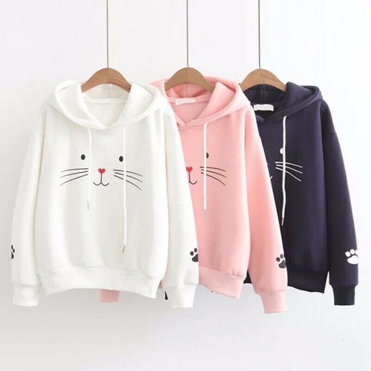 Feature: 100% Brand new and high quality Style: Fashion & Hot Size:S,M,L,XL,XXL Color:White,Pink,Black Material: Polyester Occasion:Everyday/Vacation/Autumn Sleeves:Long Sleeve Packing:1 X Women Hoodies Note: 1.Due to the light and screen difference, the item's color may be slightly different from the pictures. Please understand. 2.Please allow 2-3% error due to manual measurement.Please make sure you don’t mind before you mid. 3. Size doesn’t fit all.Please carefully check size chart and select Casual Winter Tops With Cat Print, Cute Long Sleeve Top With Drawstring Hood, Cute Long Sleeve Sweatshirt With Cat Design, Cute Long Sleeve Sweatshirt With Cat Print, Casual Winter Sweater With Cat Print, Casual Cat Print Sweater For Winter, Casual Long Sleeve Tops With Cat Design, Cute Cat Print Hooded Hoodie, Winter Cotton Top With Cat Print