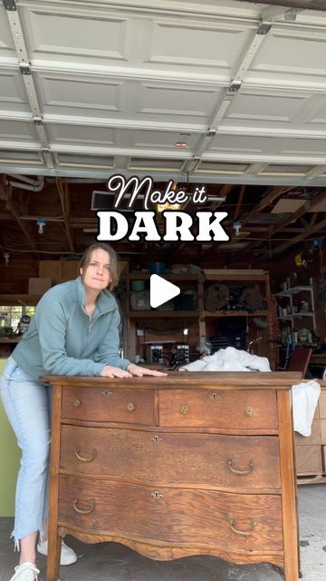 a woman sitting at a desk with the words make it dark