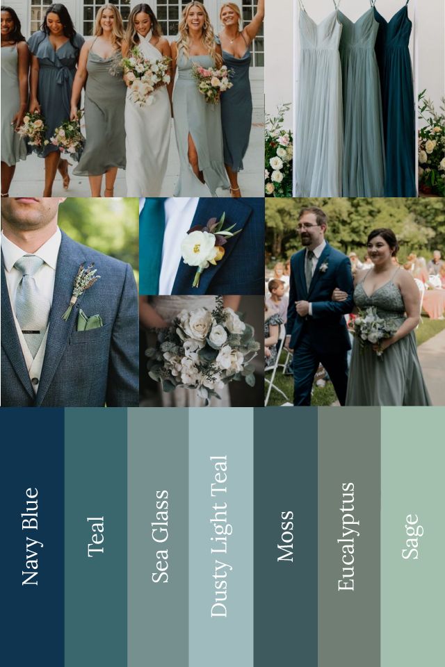 the color scheme for this wedding is blue and gray