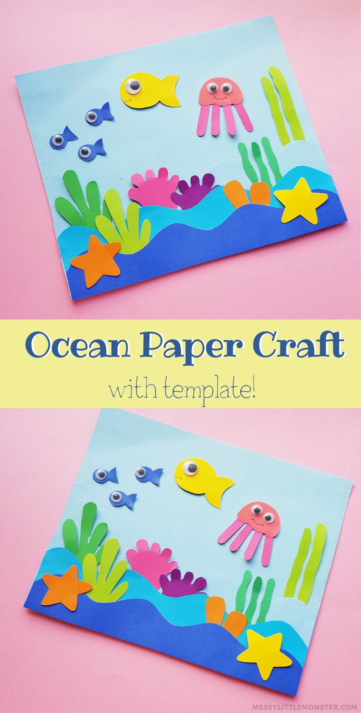 an ocean paper craft with sea animals and fish