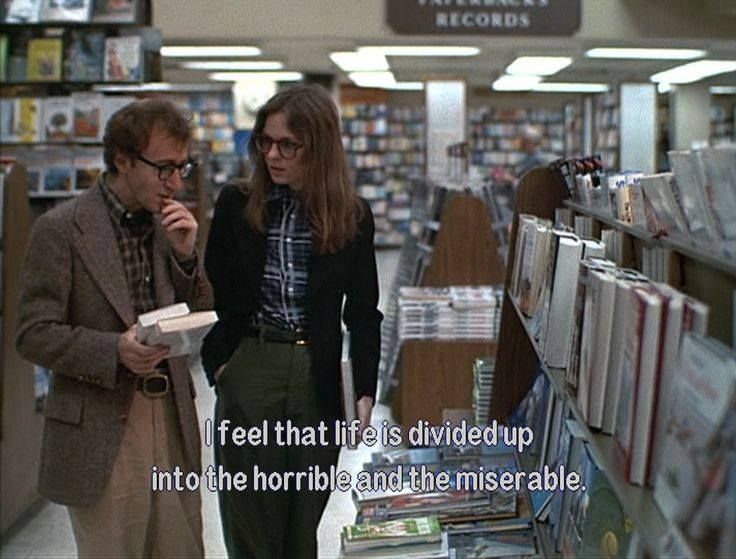 two people standing in front of a book store with the caption feel that if it is divided up into the horrible and the misrevable miserableble