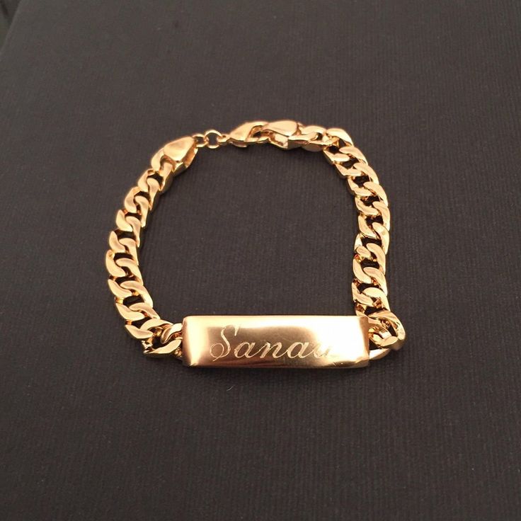 "Engraved bracelet - Personalized Initial Bracelet - Gift - Men & Women Bracelet Great to give as a gift or enjoy yourself! High Quality 18 K Gold Plated Bracelet or sterling silver Engraved with initial letter or 1-2 names - ( note to seller on checkout ) the bracelet fit max length 20 cm = 7.8\" The bracelet will be sent gift-wrapped and packed in a padded envelope to maintain the product Pls find more of my bracelets here: https://www.etsy.com/il-en/shop/Limajewelry?section_id=16285091&am Rectangular Engraved Gold Bracelet Gift, Gold Engraved Wristband For Gift, Engraved Rectangular Bracelets As Gifts, Engraved Rectangular Bracelet As A Gift, Rectangular Engraved Bracelet As A Gift, Engraved Rectangular Bracelet As Gift, Gold Rectangular Name Bracelets, Rectangular Gold Name Bracelets, Adjustable Name Bracelet With Rectangular Shape