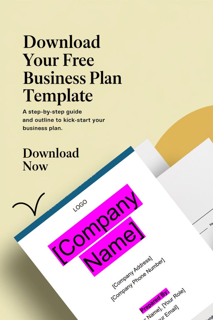 the business plan is displayed on top of an open folder with pink and blue accents