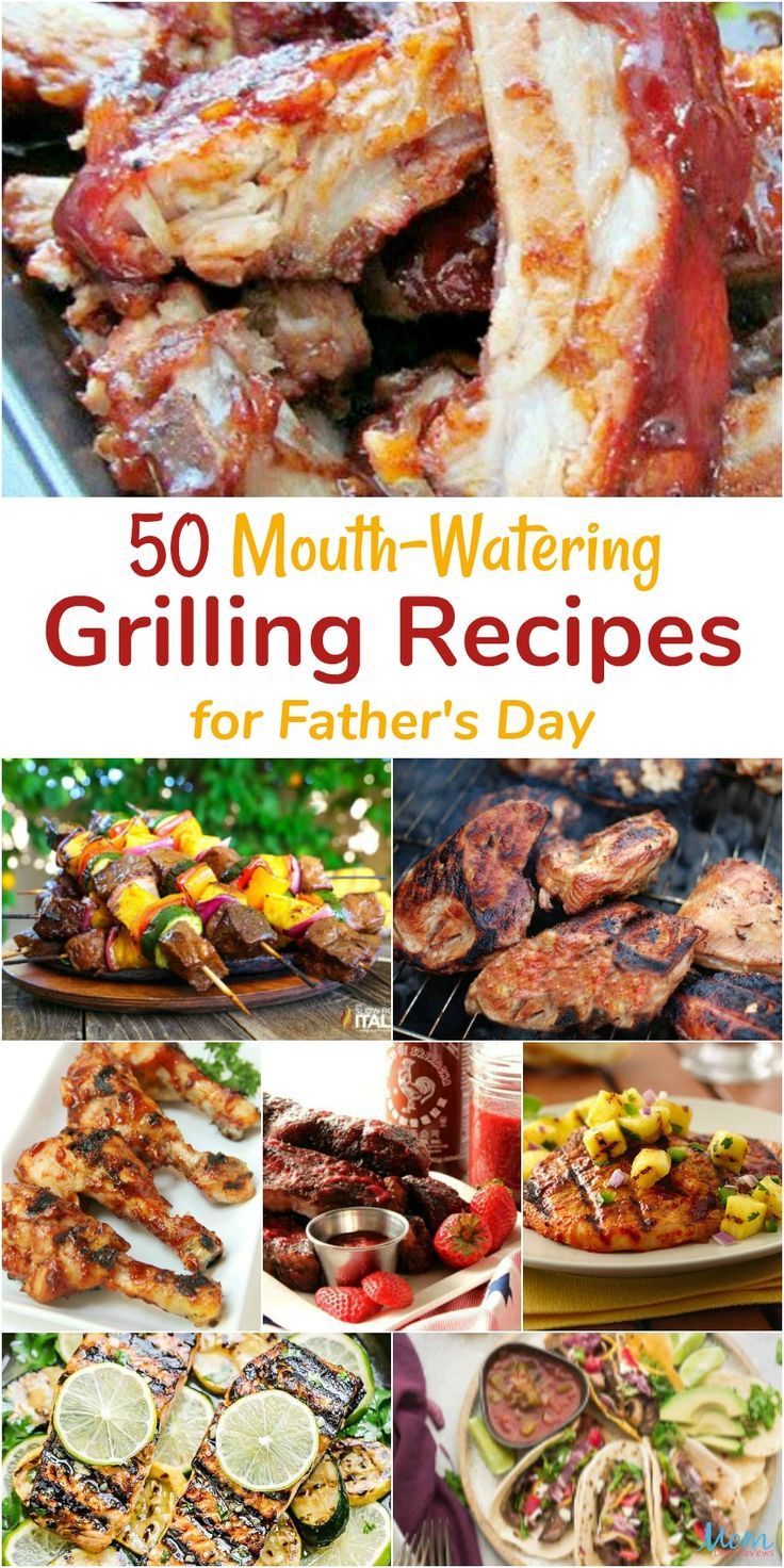 the cover of 50 mouth watering grilling recipes for father's day