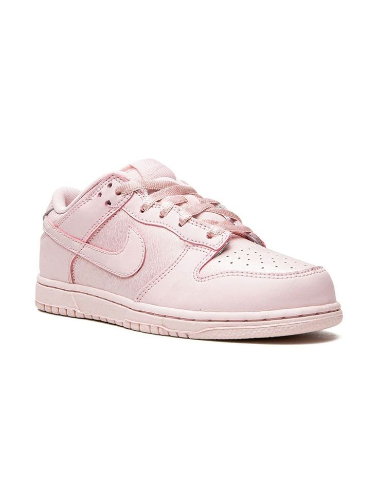 light pink calf leather signature Swoosh logo detail branded heel counter panelled design round toe front lace-up fastening rubber sole These styles are supplied by a premium sneaker marketplace. Stocking only the most sought-after footwear, they source and curate some of the most hard to find sneakers from around the world. Pink Platform, Pink Platforms, Pink Sneakers, Swoosh Logo, Nike Kids, Low Sneakers, Dunk Low, Platform Sneakers, Nike Air Force Sneaker