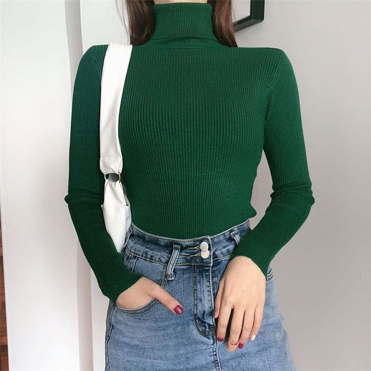 Women Turtleneck Korean Slim Basic Pullover Sweaters Nordstrom, Themed Sweaters, Sweaters Sale, Colored Sweaters, Autumn Sweaters, Dog Autumn, Autumn Dog, High Neck Tops, Cosy Autumn