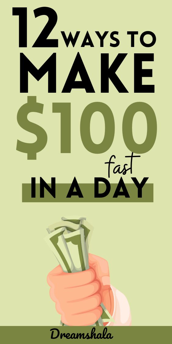 a hand holding money with the words 12 ways to make $ 100 fast in a day