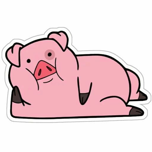 a cartoon pig laying down on the ground