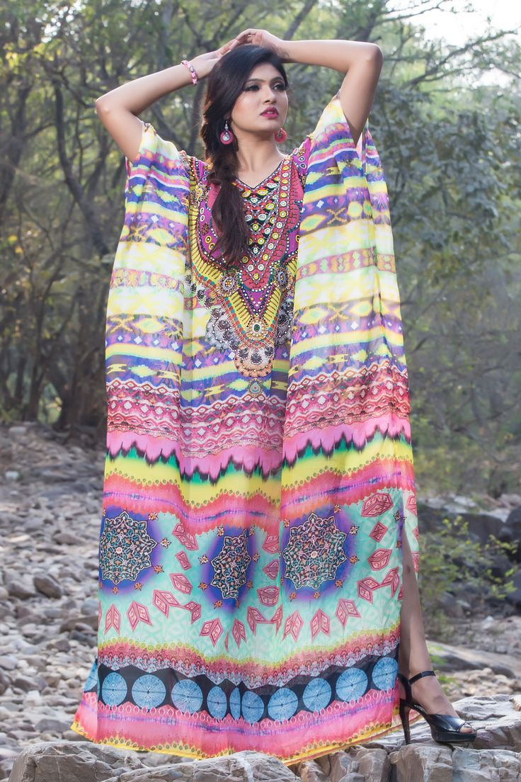 long caftans Multicolor Print Kaftan For Beach Cover-up, Multicolor Bohemian Maxi Dress For Navratri, Bohemian Multicolor Print V-neck Kaftan, Bohemian Multicolor Kaftan For Beach Cover-up, Multicolor Maxi Dress For Navratri, Multicolor Boho Print Kaftan With Kimono Sleeves, Boho Print Kaftan For Festival Beachwear, Beachwear Kaftan With Boho Print For Festivals, Beach Maxi Dress With Digital Print