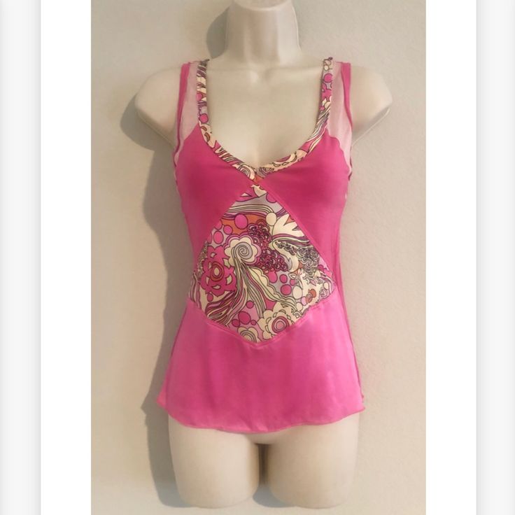 Nwot Made In France Sandro 100% Silk Blouse. Sz T1 Or Small. Measurements: 15” Bust, 14” Waist And 22” Length Silk V-neck Printed Tops, Fitted Printed V-neck Tank Top, Fitted V-neck Printed Tank Top, Fitted Printed Pink Tank Top, Fitted Pink Printed Tank Top, Sleeveless Silk Beach Top, Sleeveless Silk Top For Vacation, Sleeveless Silk Tops For Beach, Sleeveless Silk Tops For The Beach