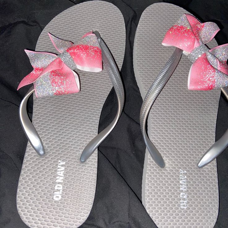 Cheer Sandals With Bow Never Worn Casual Pink Party Flip Flops, Pink Party Flip Flops For Summer, Pink Summer Party Flip Flops, Summer Party Pink Flip Flops, Pink Party-style Summer Flip Flops, Pink Sandals For Beach Party, Pink Sandals For Beach Season Parties, Navy Sandals, Other Colors