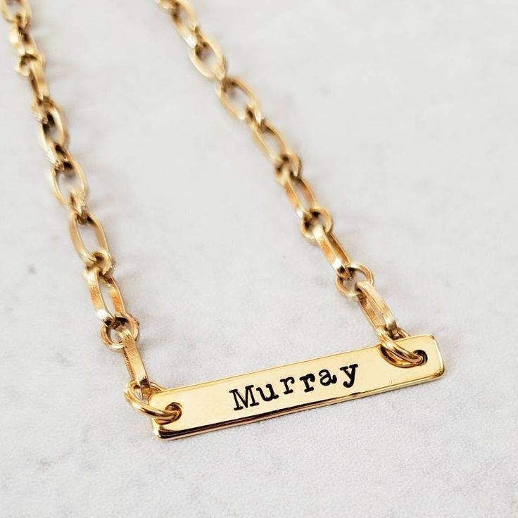 Paperclip Name Necklace - Trendy Chunky Choker Personalized for New Mom - Gold Custom Name Plate for Daughter - Holiday Gift for Girlfriend Personalized Oval Link Necklace For Everyday, Personalized Gold Necklace With Rectangular Links, Gold Necklace With Personalized Rectangular Links, Everyday Custom Nameplate Charm Necklace, Personalized Link Chain Necklace For Everyday, Engraved Oval Link Chain Necklace As Gift, Oval Link Engraved Chain Necklace As Gift, Everyday Personalized Link Chain Necklace, Gold Hand Stamped Nameplate Necklace